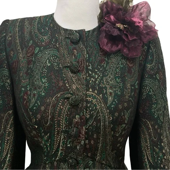 John Anthony Couture Green Paisley Evening Jacket - Picture 4 of 11